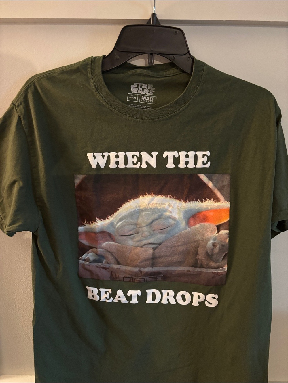 Star Wars Grogu 'When The Beat Drops' Graphic Tee - Olive